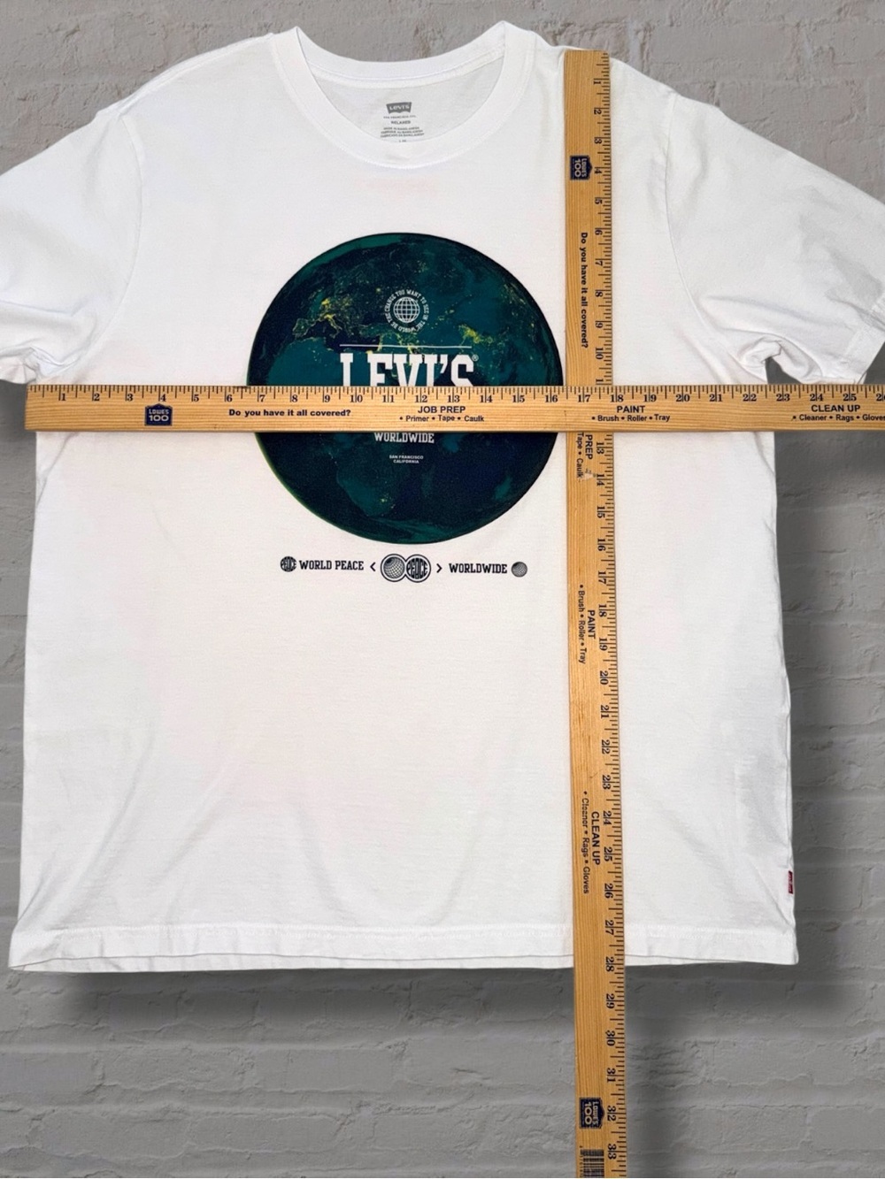 Levi's Relaxed Fit Worldwide Globe Graphic Tee White Short Sleeve Men's Large - Picture 9 of 9